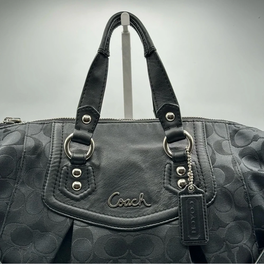 Coach Black Signature Canvas Satchel with Shoulder Strap